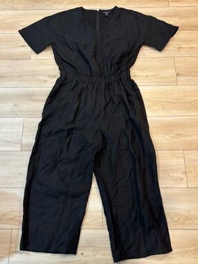 Eileen Fisher Black Lyocell & Linen Jumpsuit Large L Mint
